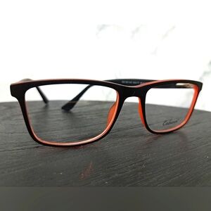 NEW Rx'able Eyeglass Frame, modern glasses, matte black/red full rim 54-18-145
